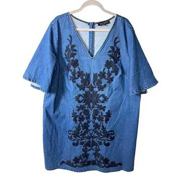 Eloquii denim embroidered dress