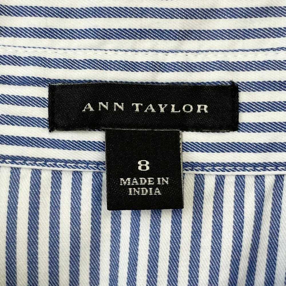 Ann Taylor Cotton Blue Striped Full Skirt Shirtdr… - image 6