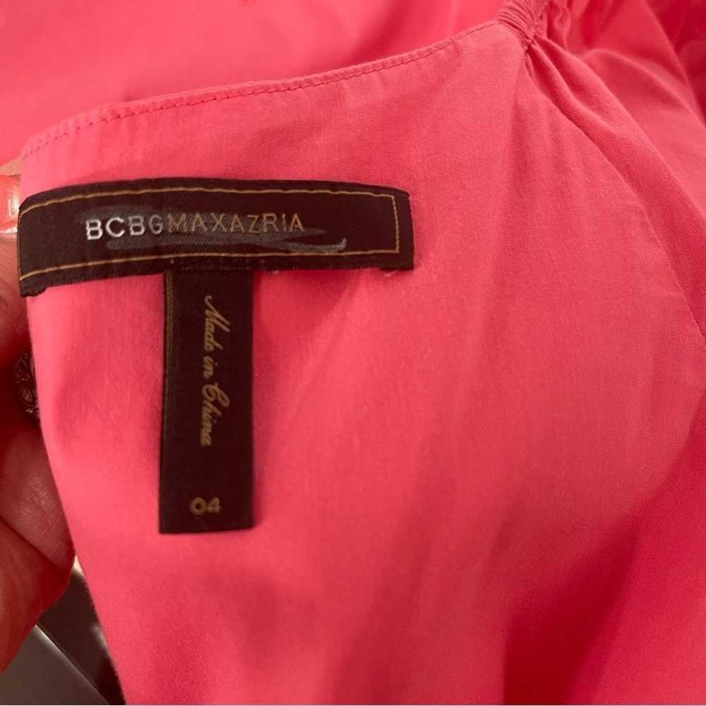 BCBGMAXAZRIA Pink V Neck Scalloped Hem Mini Dress… - image 10