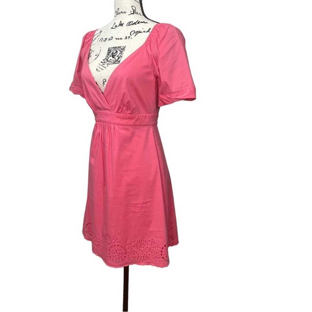 BCBGMAXAZRIA Pink V Neck Scalloped Hem Mini Dress… - image 3