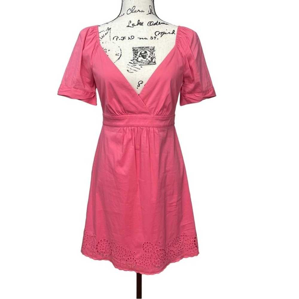 BCBGMAXAZRIA Pink V Neck Scalloped Hem Mini Dress… - image 5