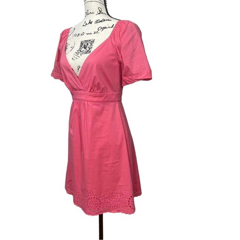 BCBGMAXAZRIA Pink V Neck Scalloped Hem Mini Dress… - image 7