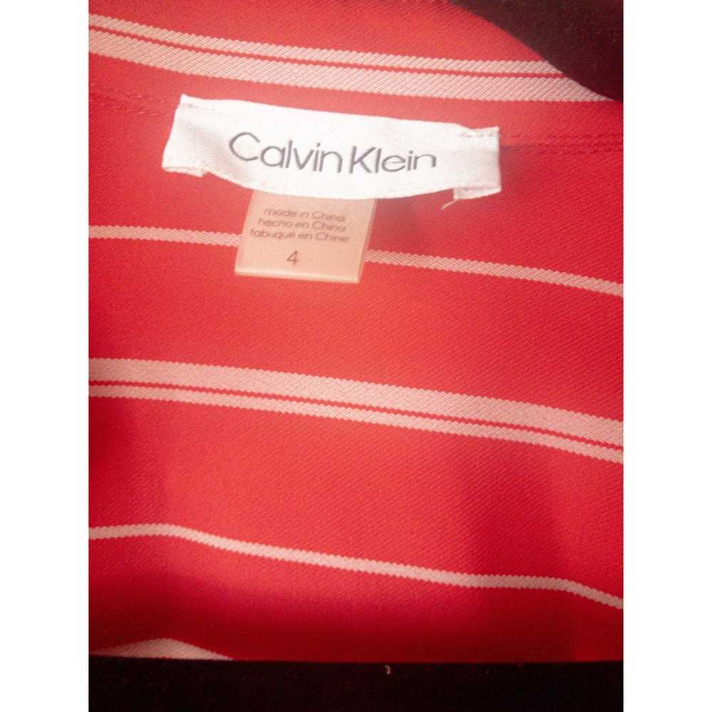 Calvin Klein Red Striped V-Neck Wrap Shirt Dress … - image 4