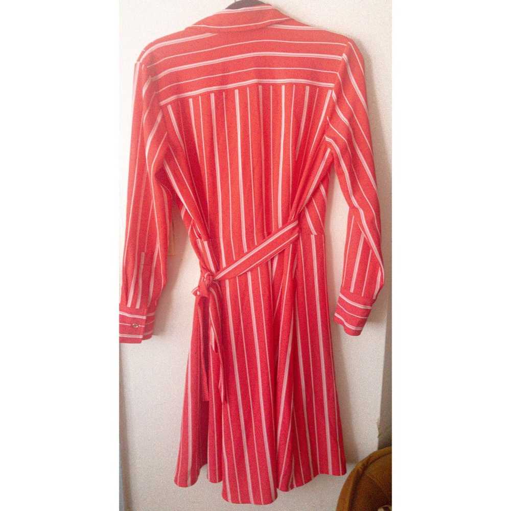 Calvin Klein Red Striped V-Neck Wrap Shirt Dress … - image 5