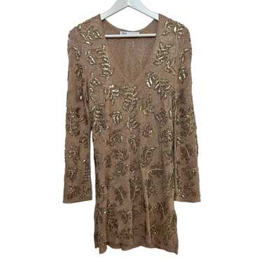 Zara Limited Edition Knit Mini Dress Gold Sequin … - image 1
