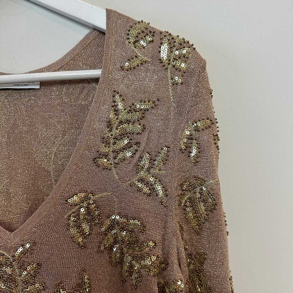 Zara Limited Edition Knit Mini Dress Gold Sequin … - image 3