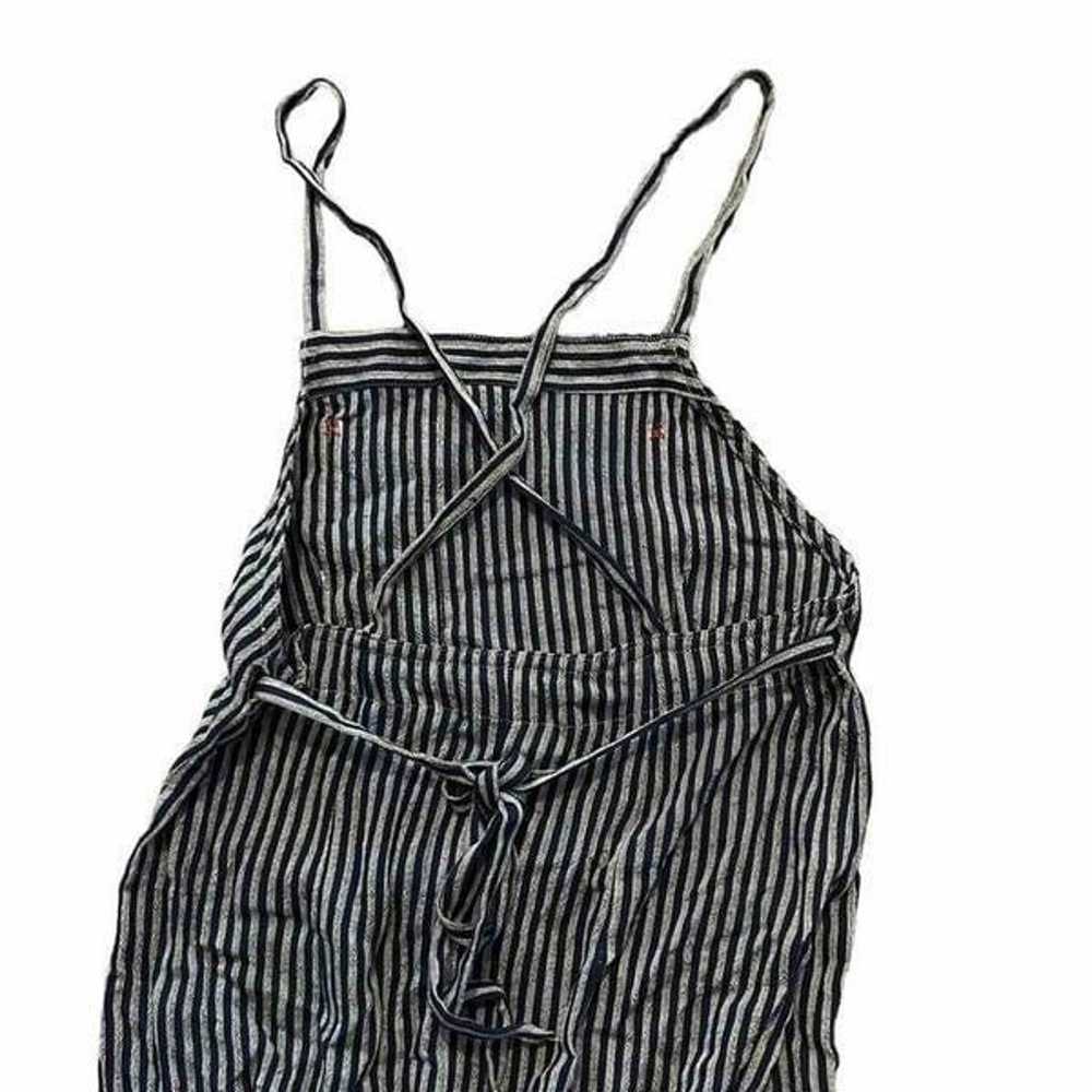 Y2K 90’s ESPRIT Navy Blue Striped Overall Criss C… - image 5