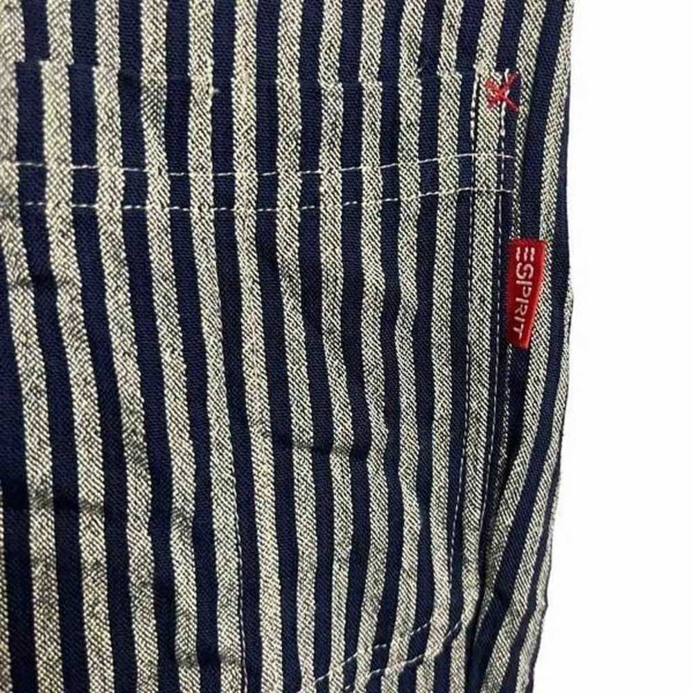 Y2K 90’s ESPRIT Navy Blue Striped Overall Criss C… - image 6