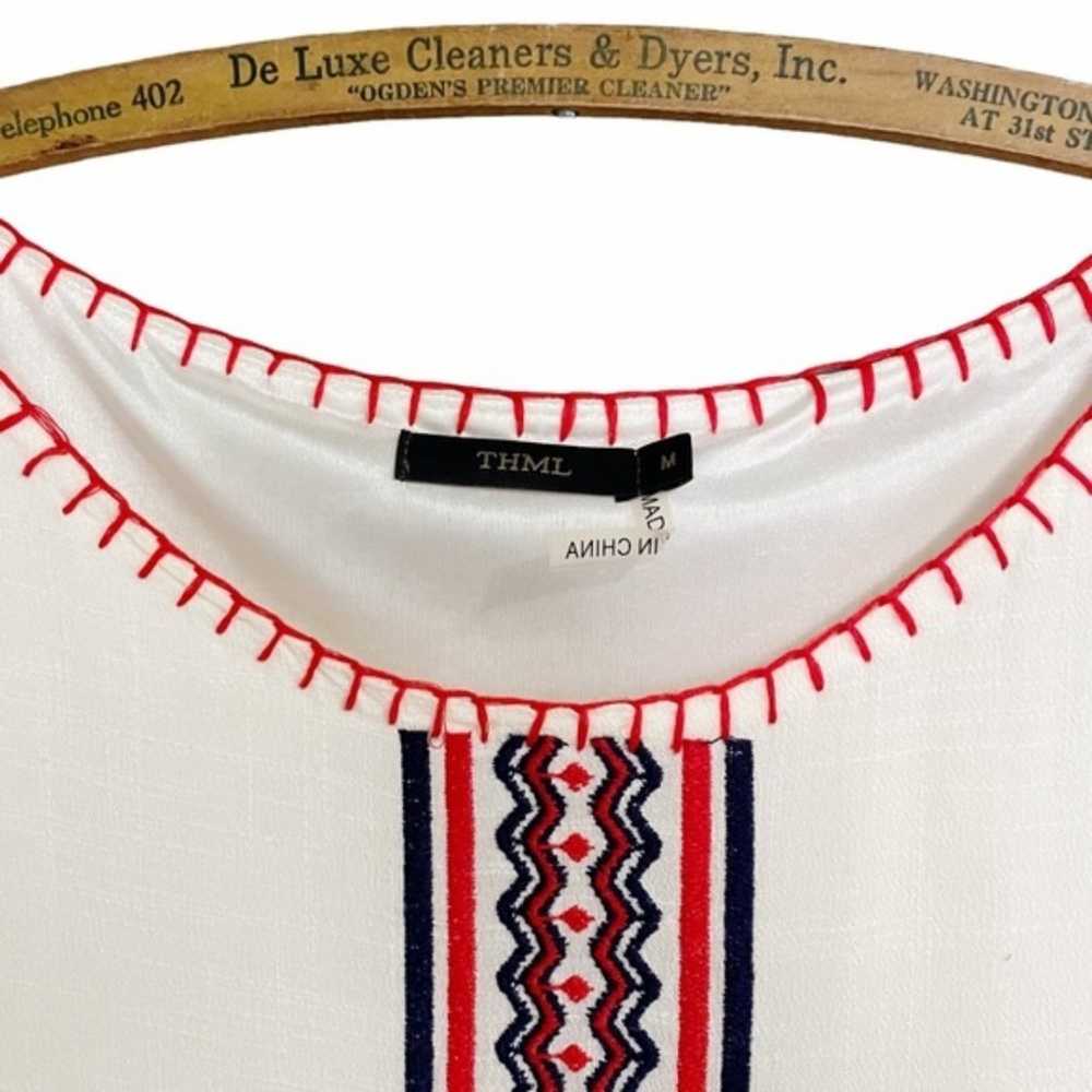 THML Mini Dress Boho Tribal Embroidered Dropped W… - image 4