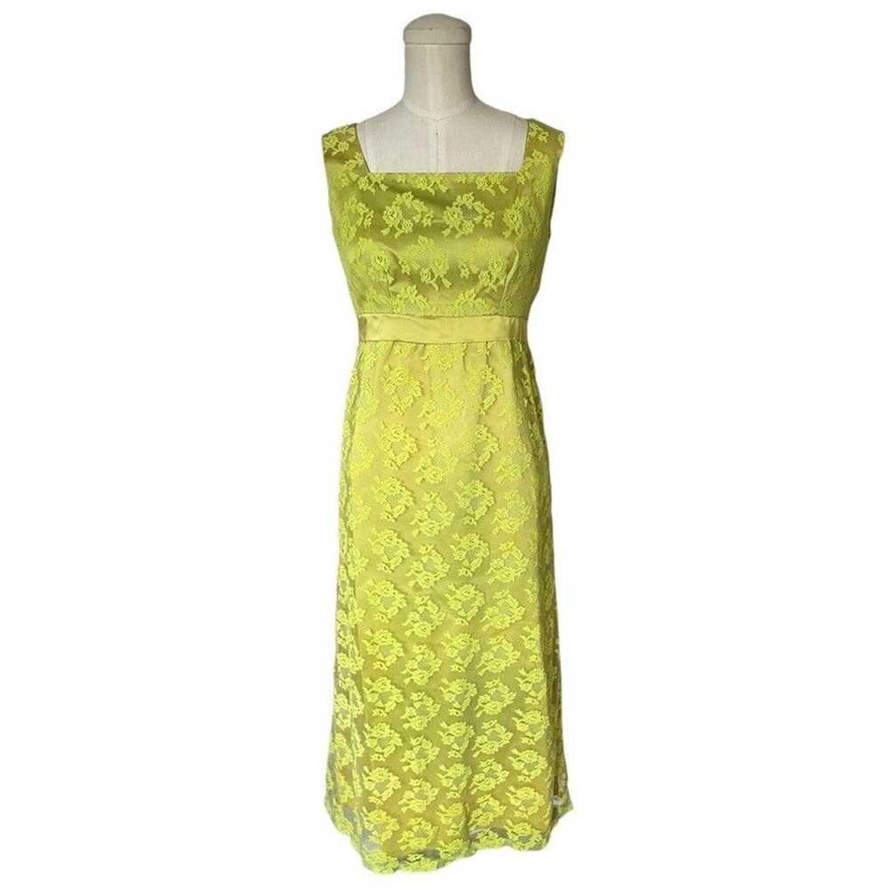 Vintage 60s Bright Green Chartreuse Allover Lace … - image 1