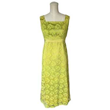 Vintage 60s Bright Green Chartreuse Allover Lace … - image 1