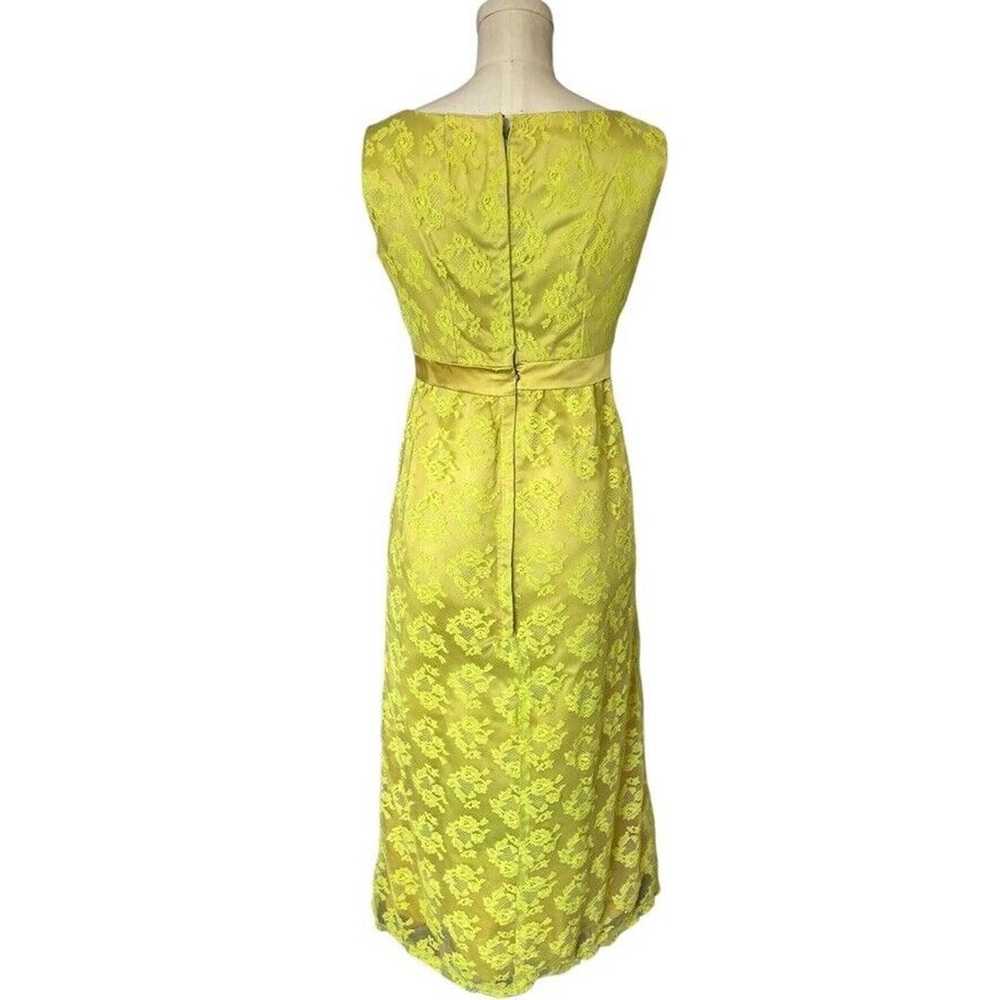 Vintage 60s Bright Green Chartreuse Allover Lace … - image 4