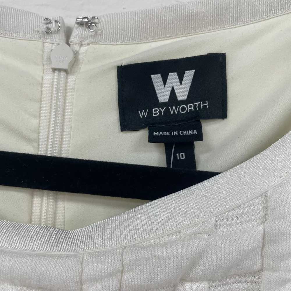 W by Worth Short Sleeve Textured White Sheath Dre… - image 5