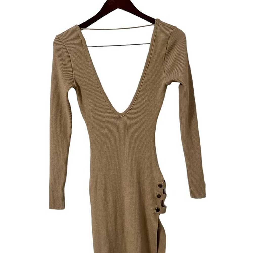 JLUXLABEL Cream Slit Long Sleeve Sweater Dress - image 4