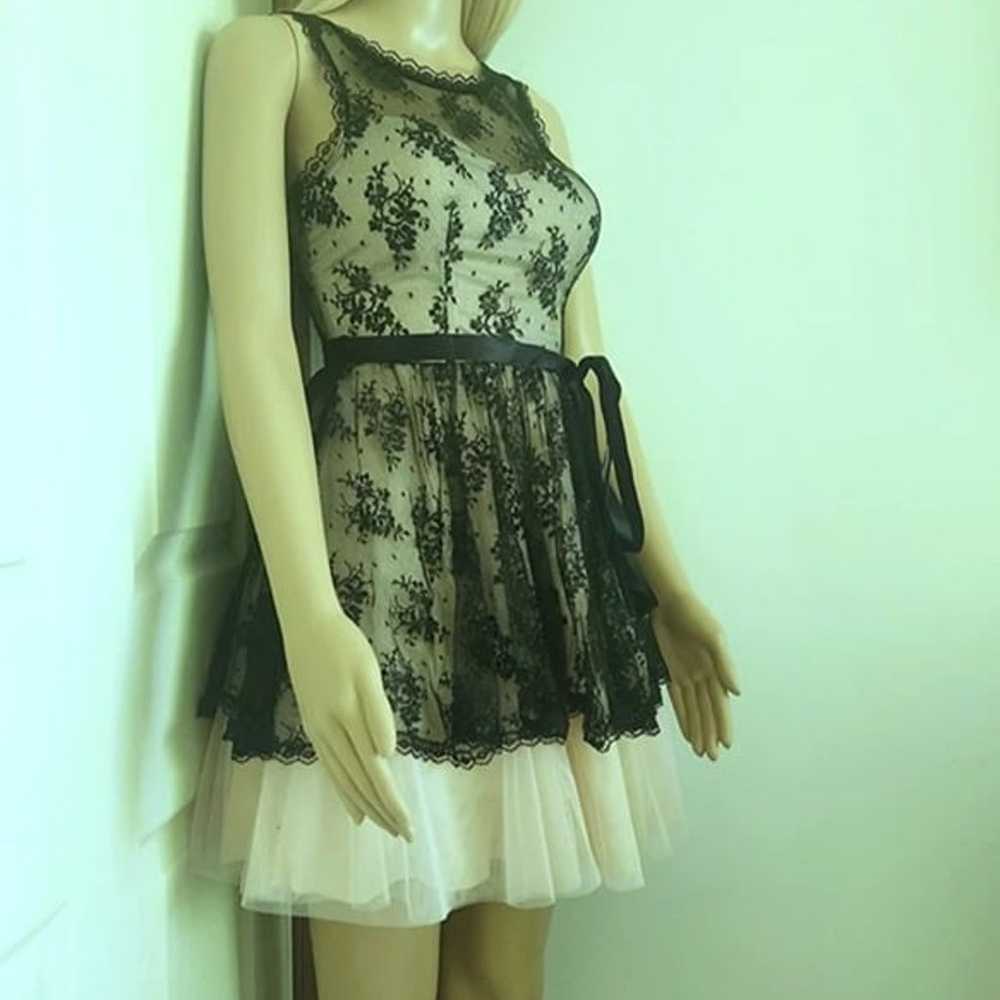 B. Darlin Dress Black Lace Overlay with Beige Tul… - image 8