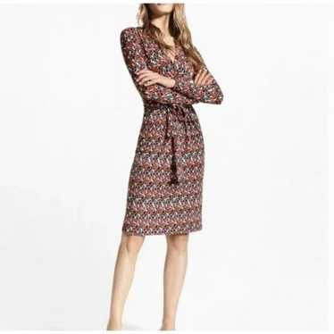 Brooks Brothers Faux Wrap Dress Belted Jersey Prin