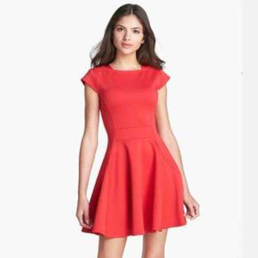 TED BAKER coral cap sleeve mini skater dress - image 1