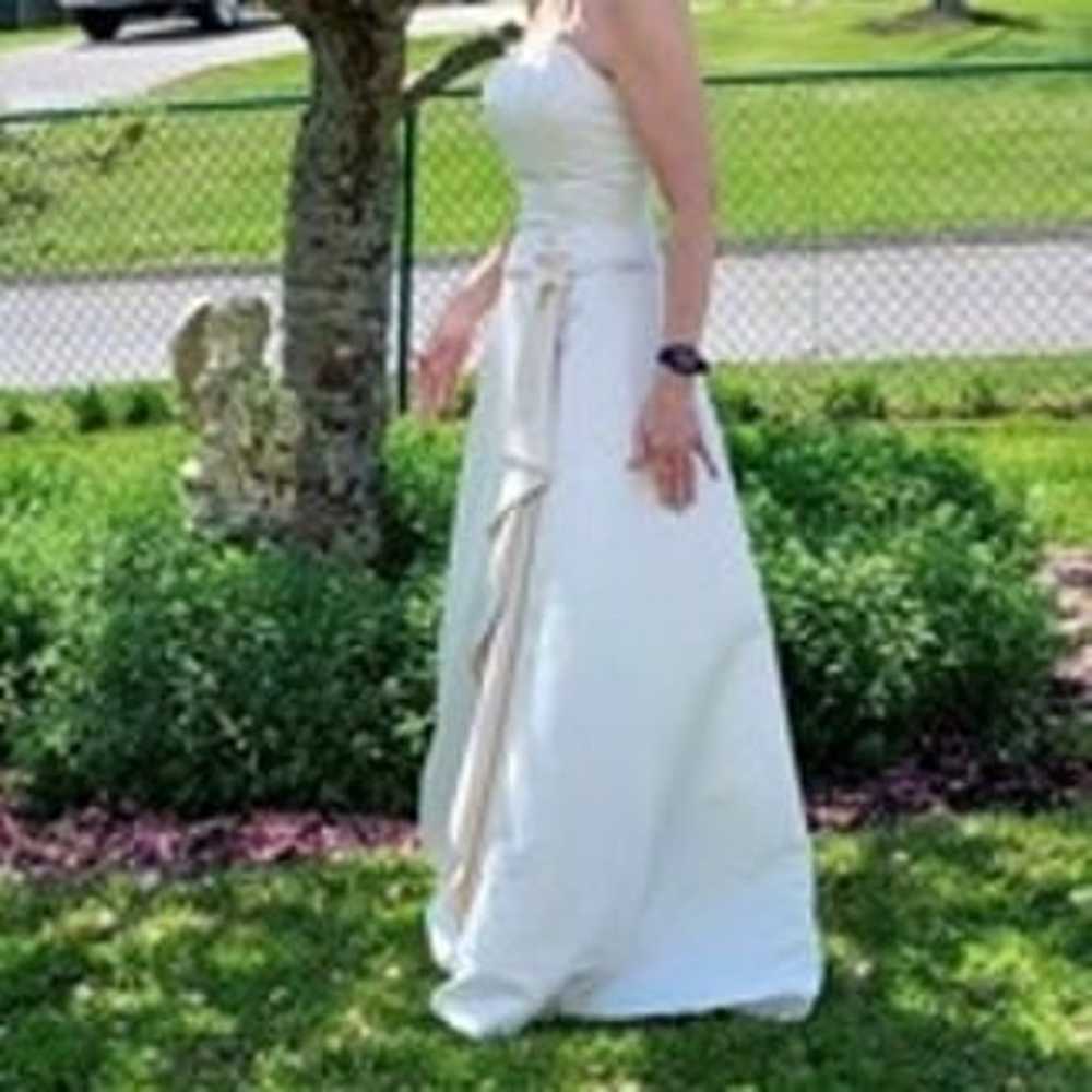Davids Bridal Ivory/Champagne Wedding  Dress Sz 4… - image 4