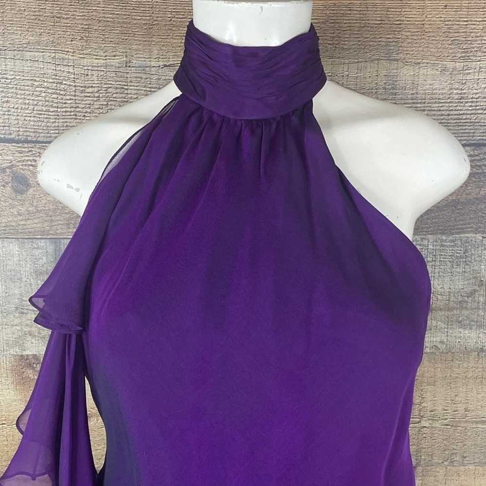 Carmen Marc Valvo Collection Purple 100% Silk Max… - image 2