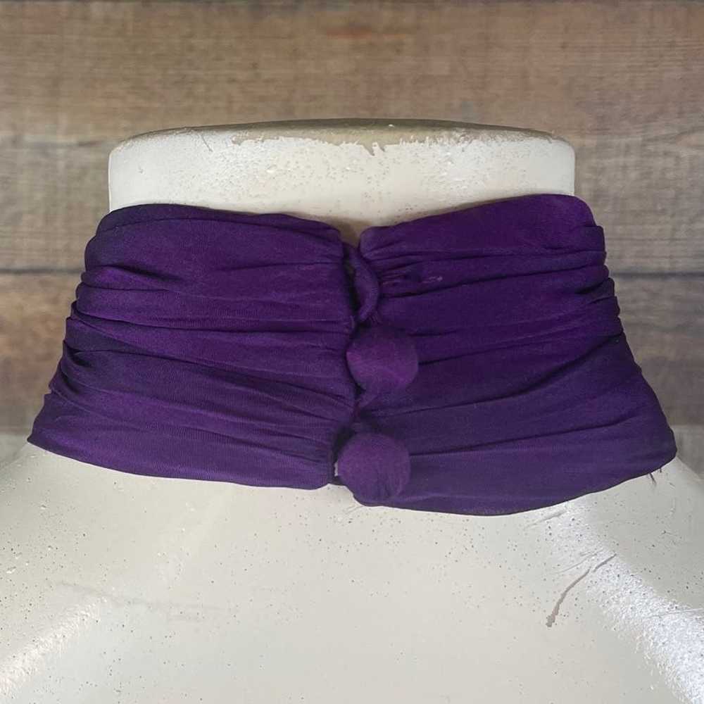 Carmen Marc Valvo Collection Purple 100% Silk Max… - image 8