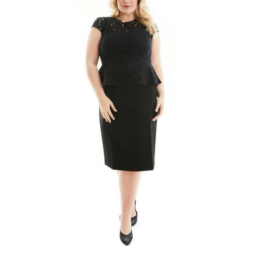 Gravitas Julia Lace Peplum Sheath Dress - Black -… - image 1