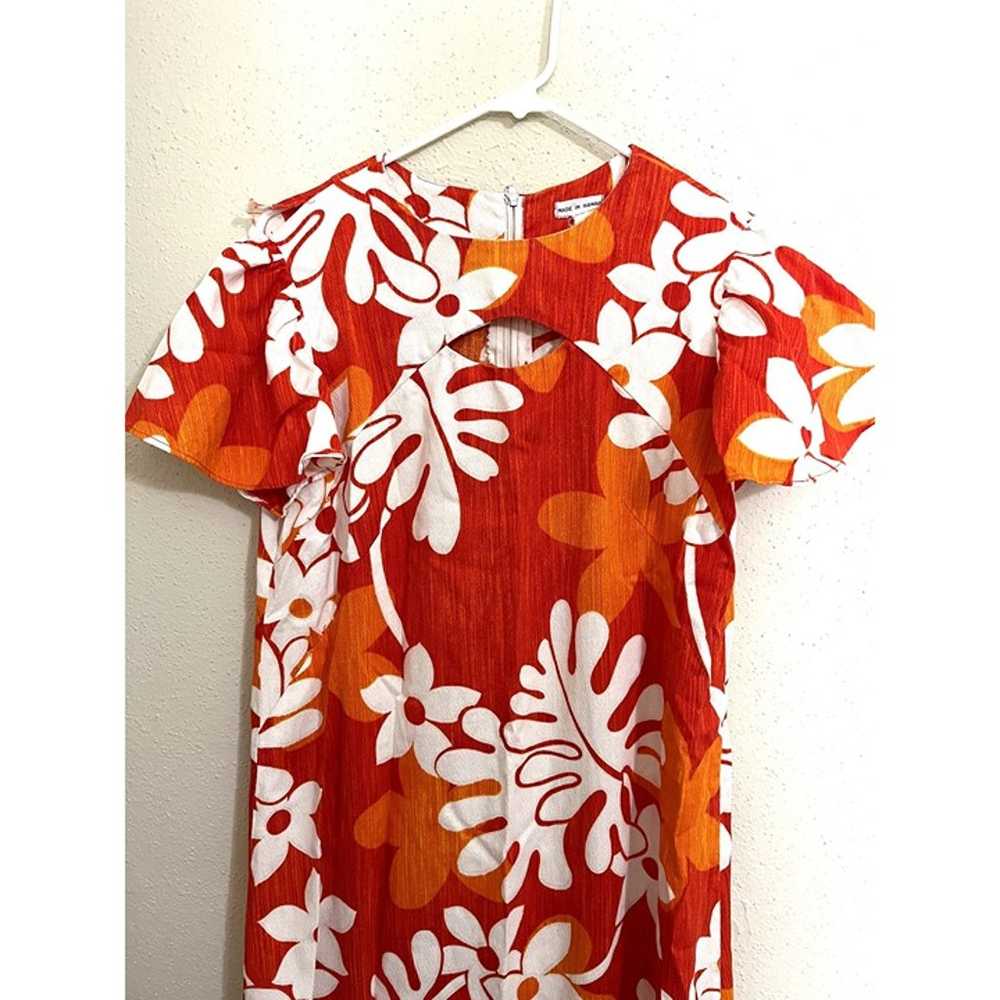 Vintage Hawaiian Tiki Aloha Floral Barkcloth Dres… - image 2