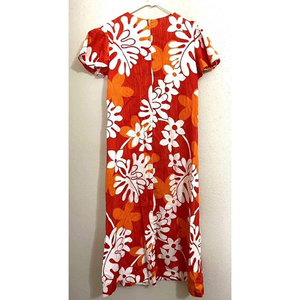 Vintage Hawaiian Tiki Aloha Floral Barkcloth Dres… - image 4