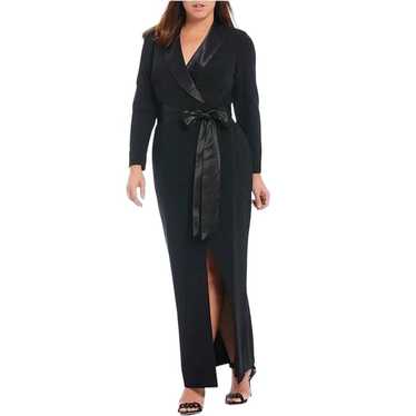 Eliza J Tuxedo FauxWrap Maxi Gown Size 14 Black S… - image 1