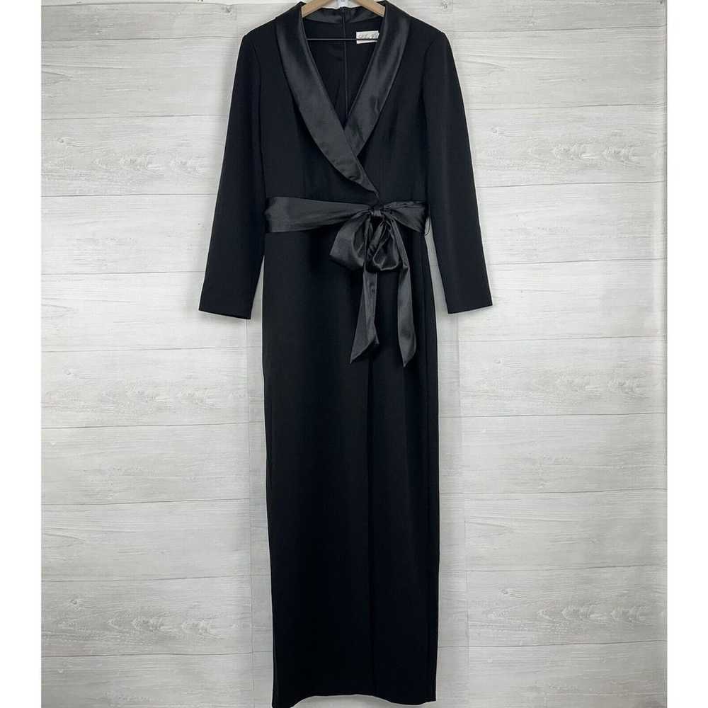 Eliza J Tuxedo FauxWrap Maxi Gown Size 14 Black S… - image 2