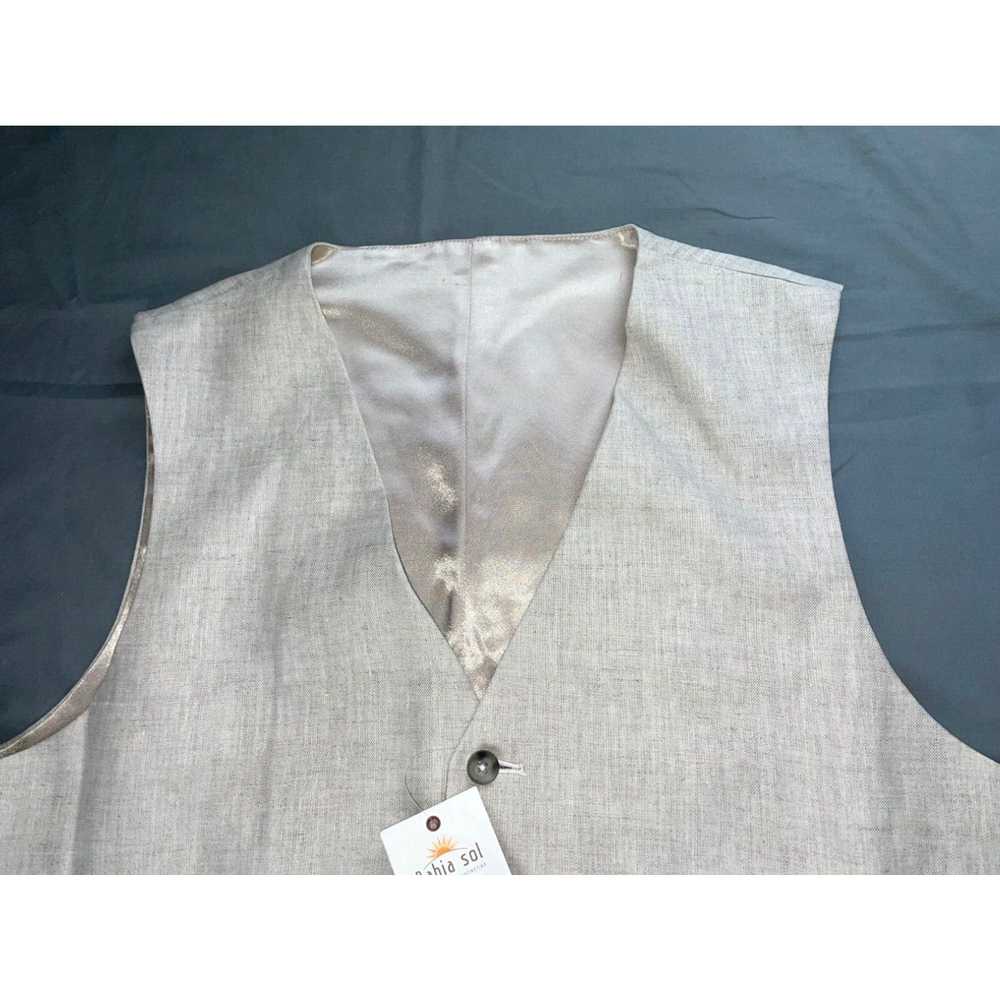 Vintage Bahia Sol 100% Linen Lined 5-Button Vest … - image 2