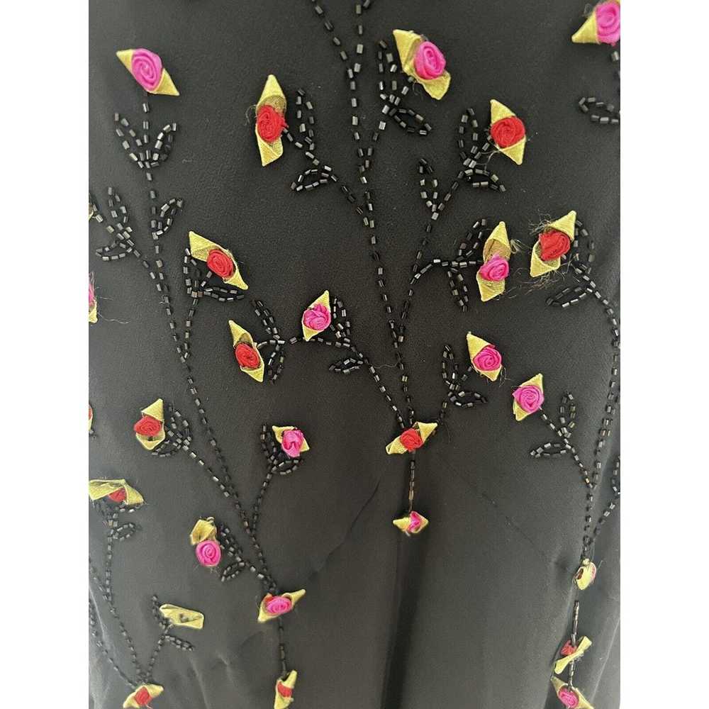 Vintage Cache Maxi Dress Silk Gown Long Black Ros… - image 4