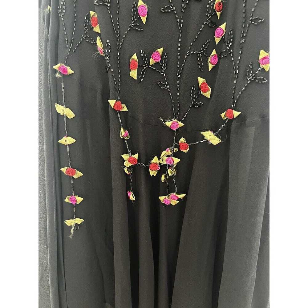 Vintage Cache Maxi Dress Silk Gown Long Black Ros… - image 8