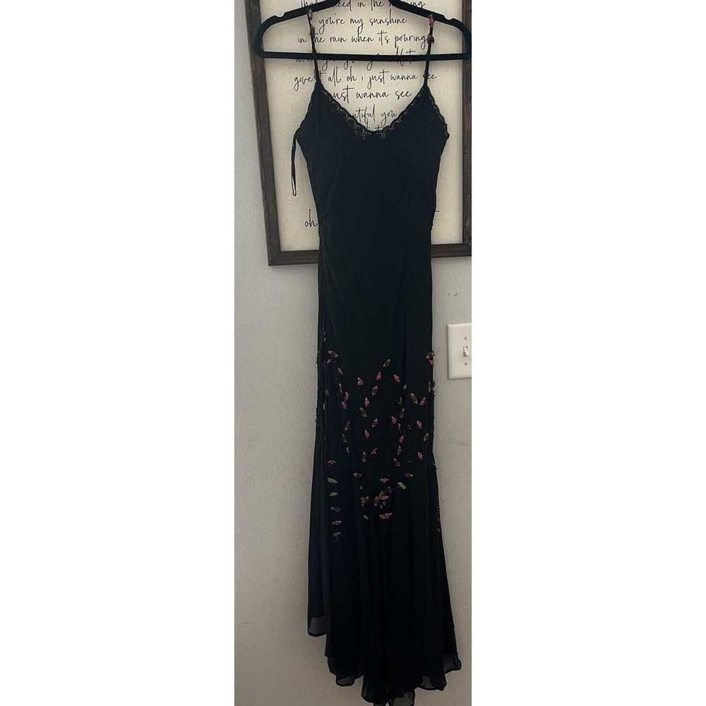 Vintage Cache Maxi Dress Silk Gown Long Black Ros… - image 9