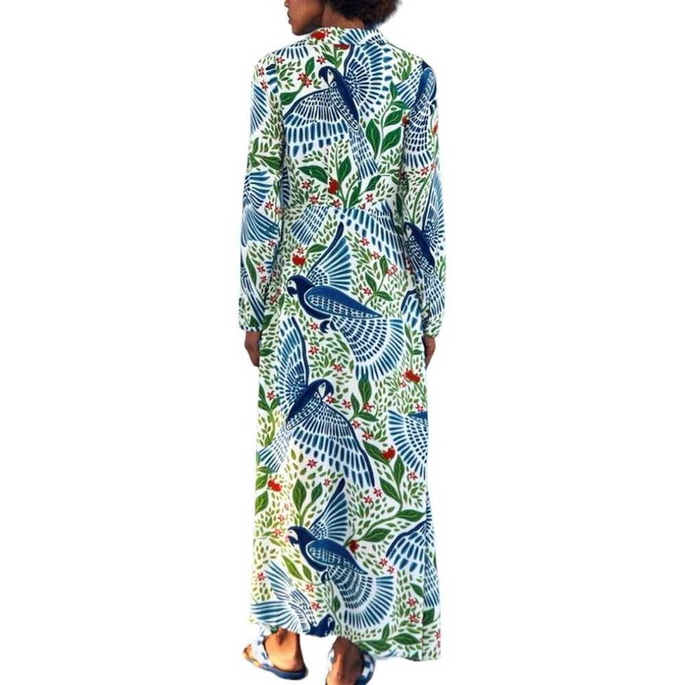 Farm Rio Blue Macaw Flight Maxi Dress Gem 2057