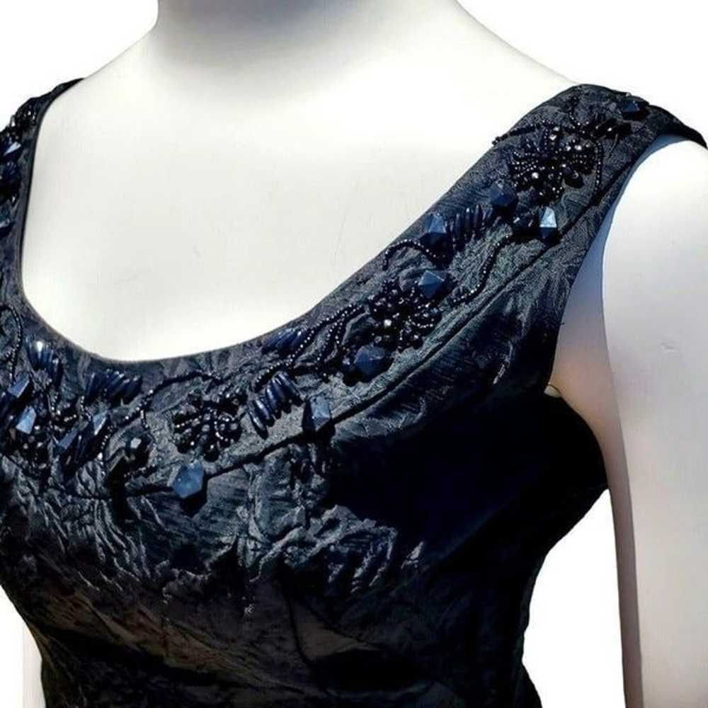 1950s Black Brocade Evening Gown Beaded Embellish… - image 11