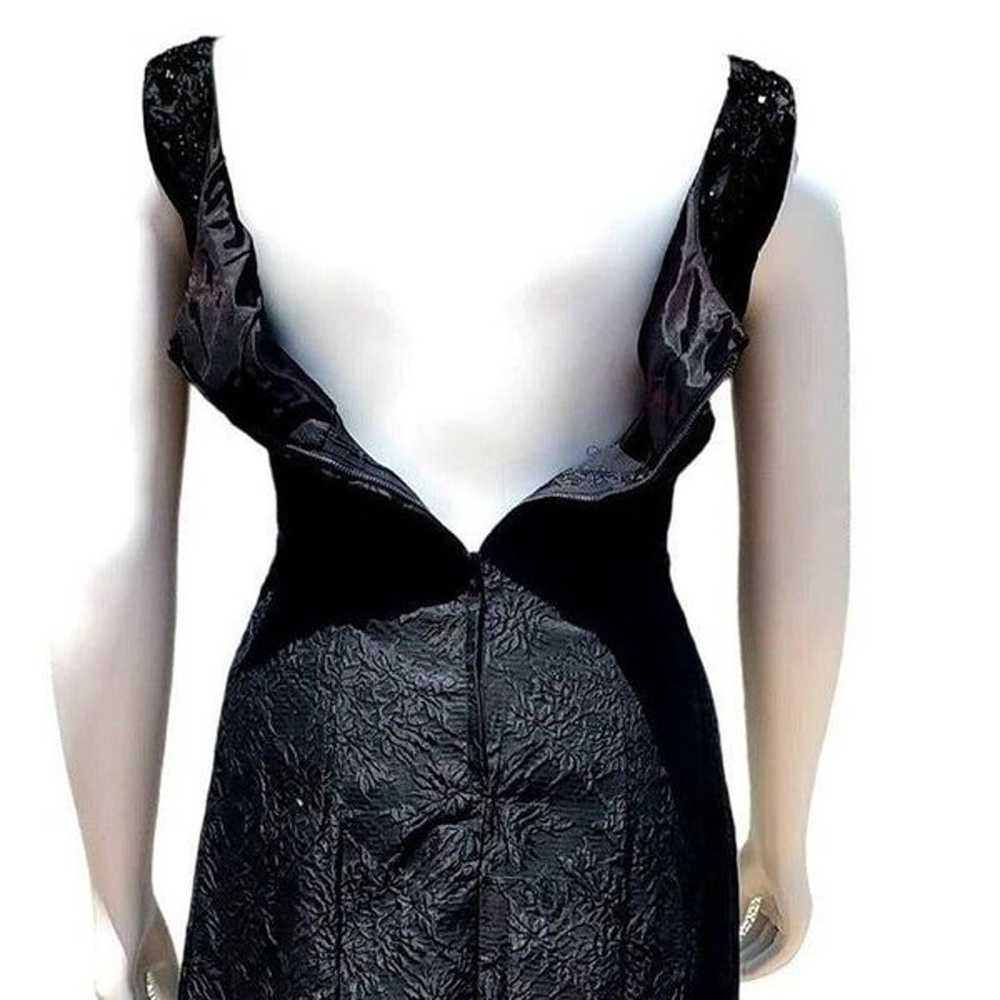 1950s Black Brocade Evening Gown Beaded Embellish… - image 6