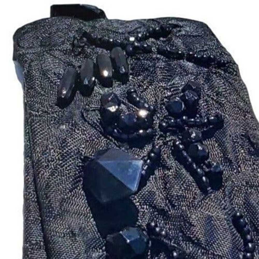 1950s Black Brocade Evening Gown Beaded Embellish… - image 7