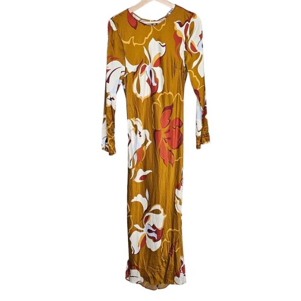 Reformation Davina Gold Floral 100% Silk Maxi Dre… - image 2