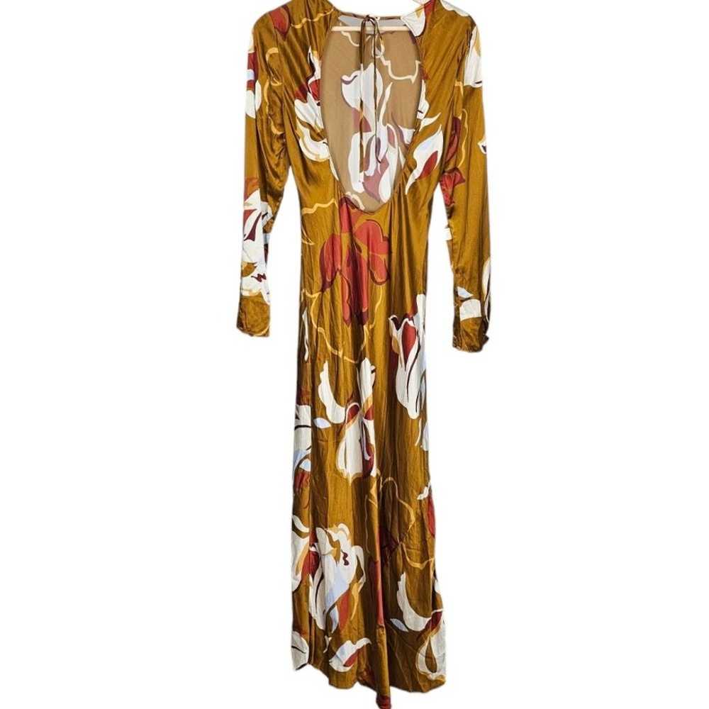 Reformation Davina Gold Floral 100% Silk Maxi Dre… - image 3