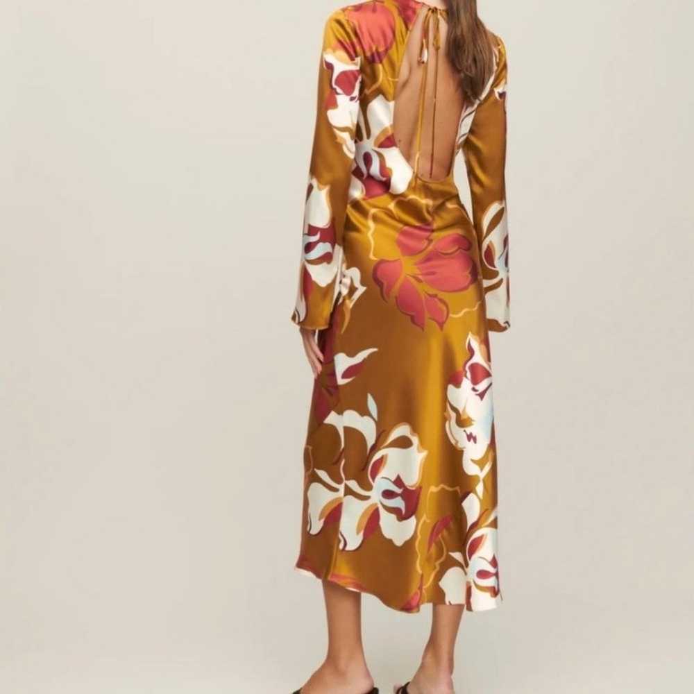 Reformation Davina Gold Floral 100% Silk Maxi Dre… - image 8