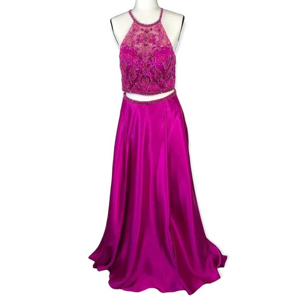Mori Lee 2 Piece Fuchsia Embellished Prom Dress F… - image 4