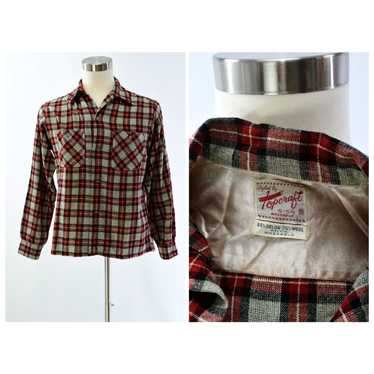 Blend 60s Vintage Mens M Plaid Button Front Shirt… - image 1