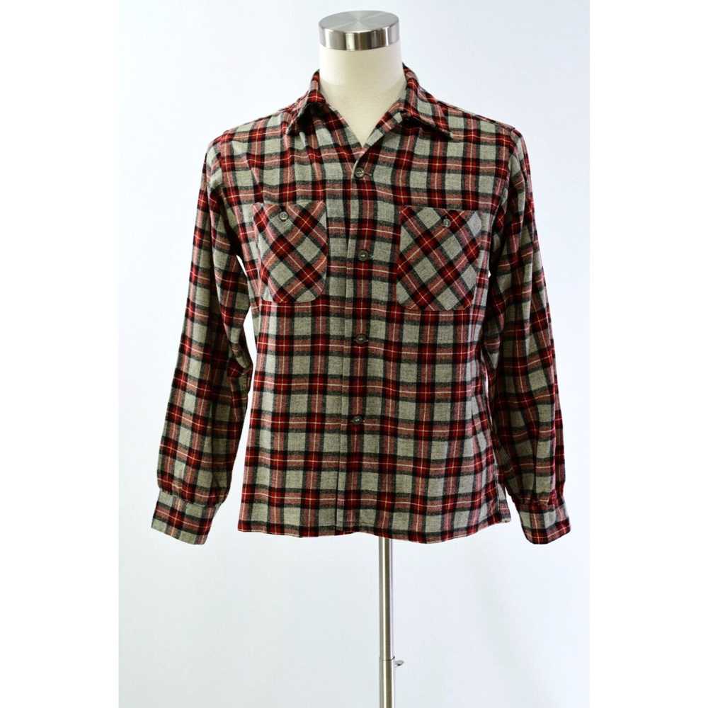 Blend 60s Vintage Mens M Plaid Button Front Shirt… - image 3