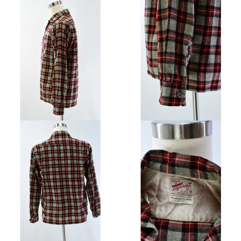 Blend 60s Vintage Mens M Plaid Button Front Shirt… - image 4