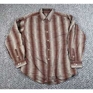 Vintage Jhane Barnes Striped Pattern Shirt Adult L