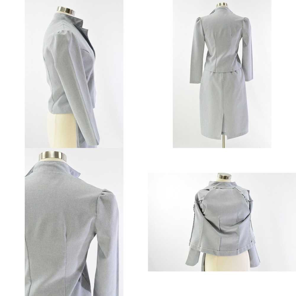 Vintage 70s Vintage Skirt Suit Womens S Pale Gray… - image 4