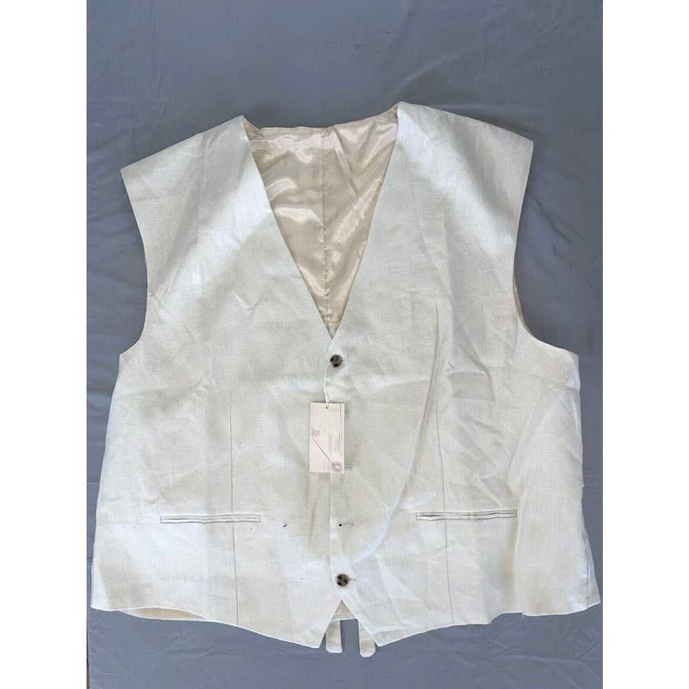 Vintage Bahia Sol 100% Linen Lined 5-Button Vest … - image 1