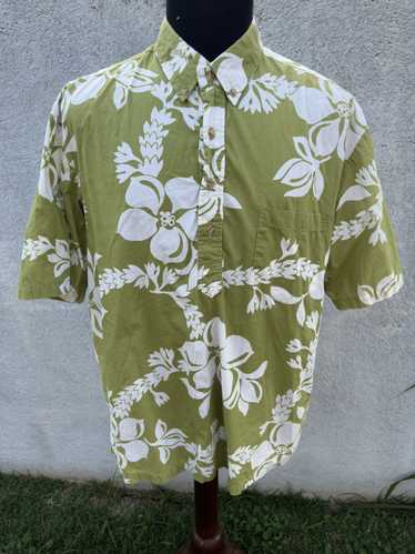 Hawaiian Shirt Kahala Hawaiian Print Green/White M