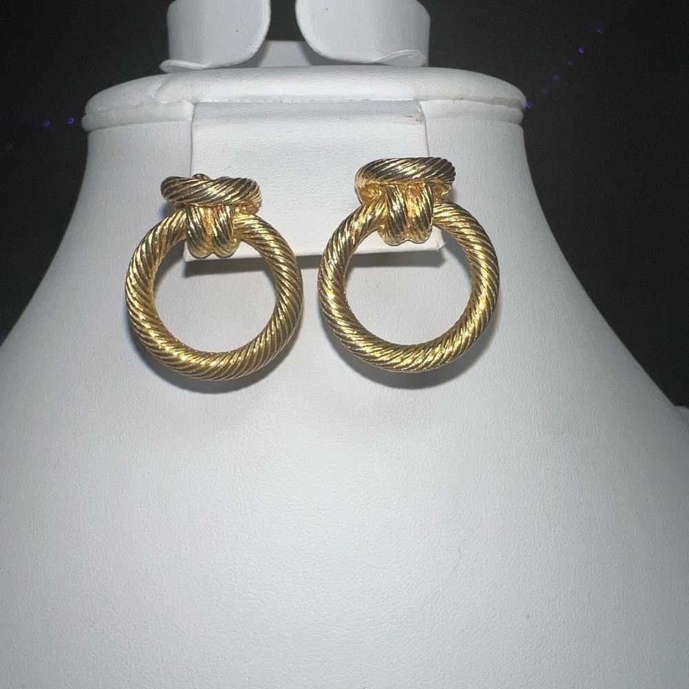 Vintage Vintage MCM Style Gold Tone Rope Door Kno… - image 1