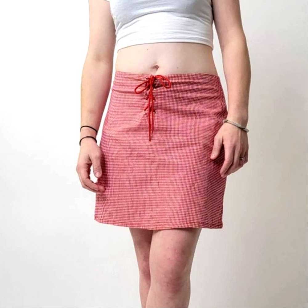 Vintage Vtg Y2k Red Gingham Plaid Mini Skirt - M - image 2